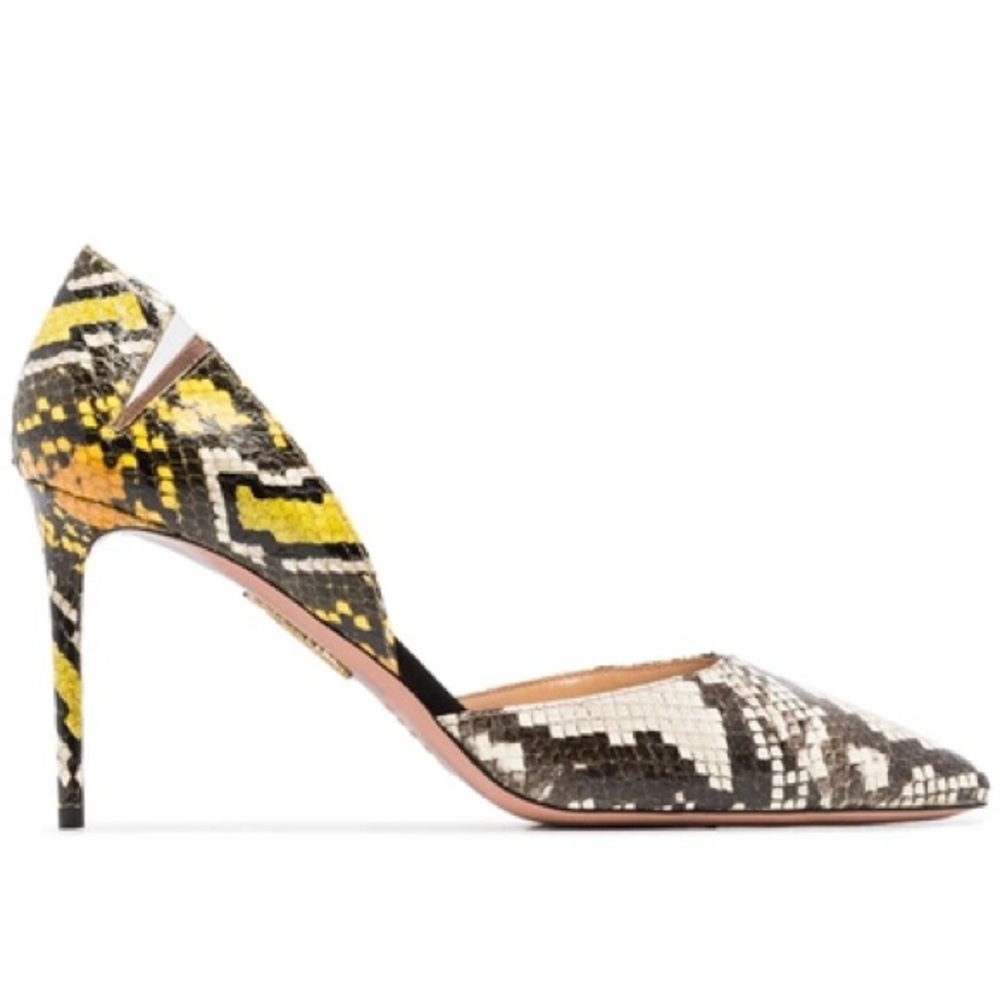 Size 41 - Aquazzura Multicoloured Snake Print Leather Pumps